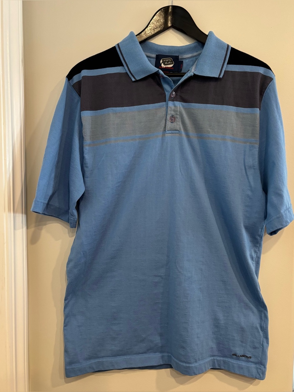 Billabong Men’s Blue Striped Polo with Navy Accents